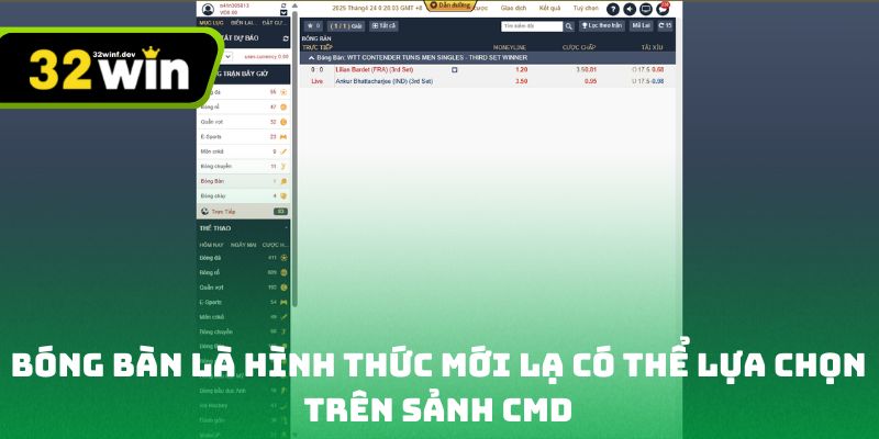 Bóng bàn là hình thức mới lạ có thể lựa chọn trên sảnh CMD